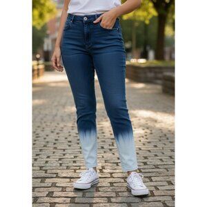Bandolino Womens Ombre Skinny Jeans Size 6 Blue/Gray Fade Denim 26” Inseam